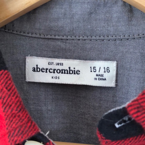 Abercrombie Kids Red Buffalo Plaid Flannel Shirt - Picture 6 of 7